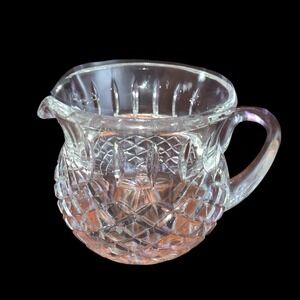 Vintage Lead Crystal Squatty Pitcher 4.5 Tall By 7 In Wide